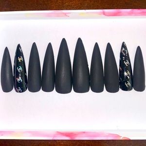 Matte Black Stiletto Press On Nails